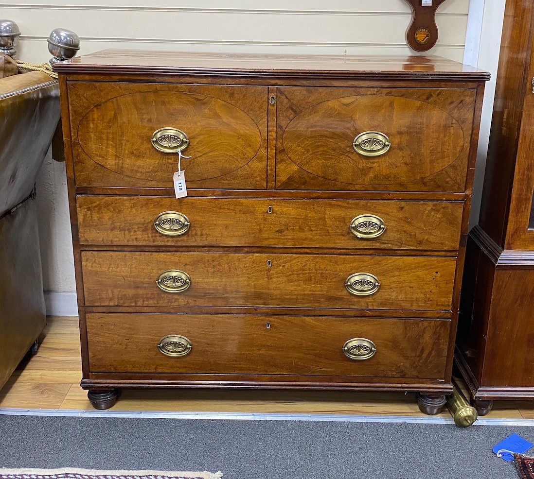 A George IV mahogany secretaire chest, width 109cm, depth 55cm, height 101cm